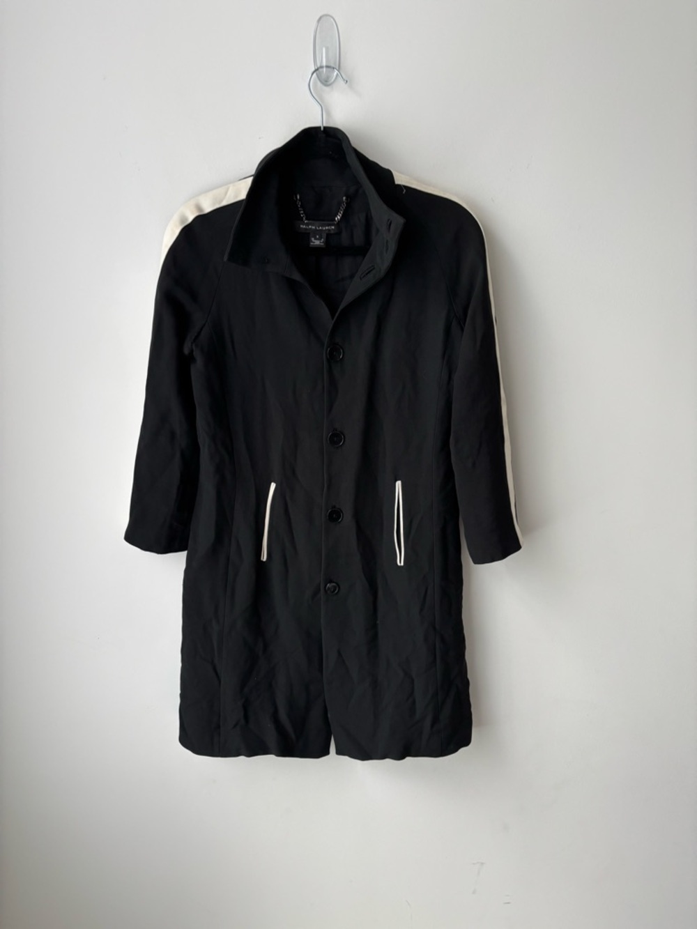 Ralph Lauren Black Label Silk Jacket Black Tailored Coat Size 6 Designer